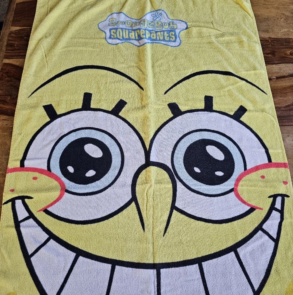 Vintage Nickelodeon SpongeBob SquarePants Yellow Beach Bath Towel 29